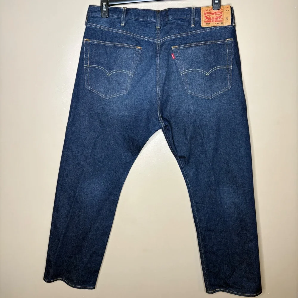 Levis 501 Button Fly Original Fit Mens Dark Wash Jeans W40 L30 Classic Workwear
